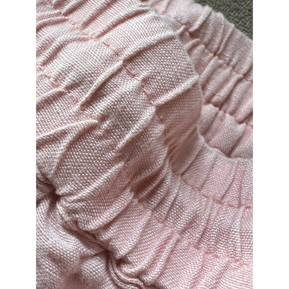 Linen Blend Elastic Waist Ruffled Hem Pink Shorts Back Pockets Size 18/20 - Picture 5 of 10